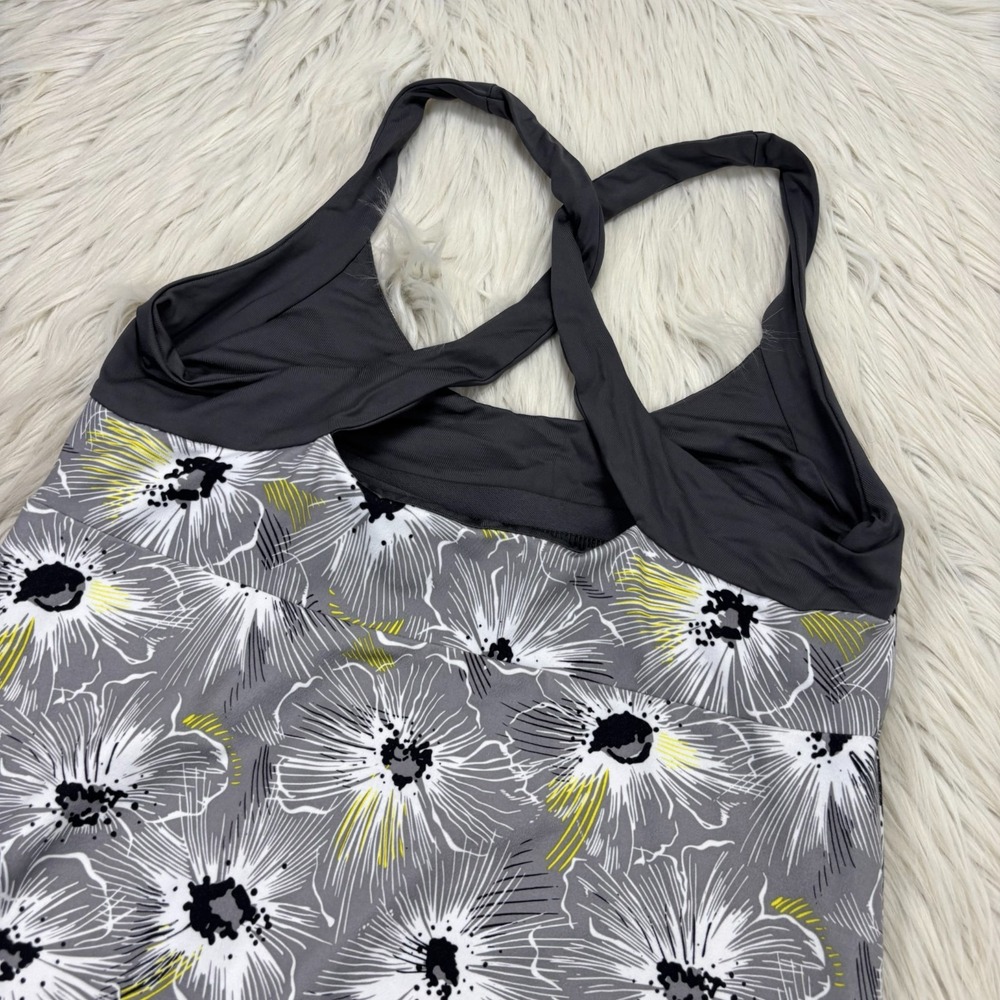 Patagonia Women's M Gray Yellow Floral Morning Glory Athletic Dress Shelf Bra - Picture 8 of 8